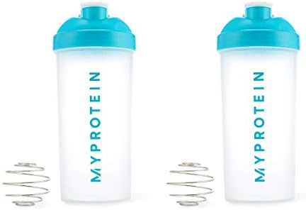 MY PROTEIN Myprotein Unisex's Shaker Bottle (Pack of 2), Blue/Clear, 600 ml