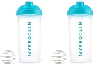 MY PROTEIN Myprotein Unisex's Shaker Bottle (Pack of 2), Blue/Clear, 600 ml