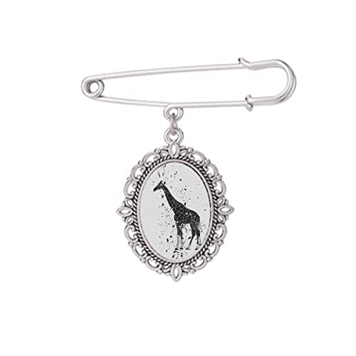 Broche girafe grise pour robe et chemise, bijou de sac et accessoires de mode taille M