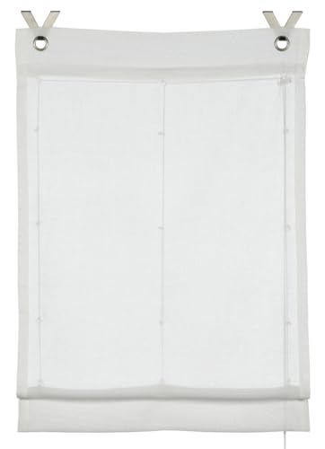 GARDINIA Raffrollo ohne Bohren, Zum Klemmen, Blickdicht, Lichtdurchlässig, Raffgardine, Inkl. Montage-Teile, 2 Beschwerungsstangen, 2 V-Haken, Zen Silence, Weiß, 60 x 140 cm (BxH)