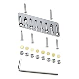 OVSAL 8-string String Locking Nut 52.5×37.5mm Titanium Alloy Fanned-fret Headless Guitar Bridge String Locks for Headless Electric Guitar Replacement Parts（Titanium alloy natural color)