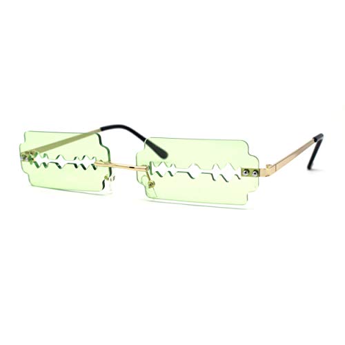 Razor Blade Shape Funky Hipster Rimless Sunglasses2