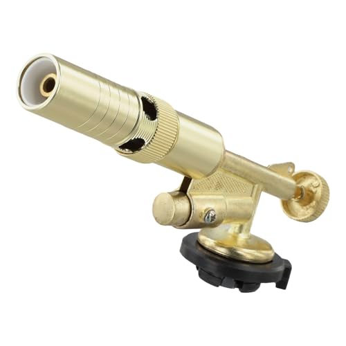 Getdoublerich Soplete de gas butano de cobre con llama de alta temperatura regulada por presión para soldadura, soldadura fuerte, barbacoa y cocina, diseño flexible, color dorado