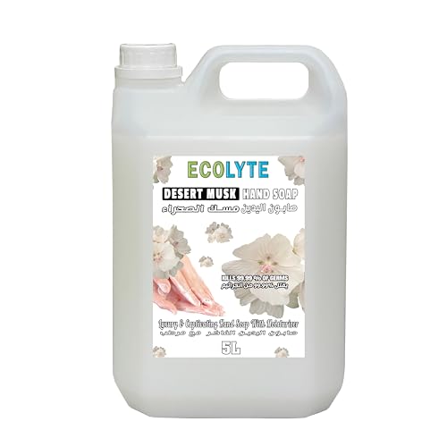ECOLYTE+ Hand Wash Liquid Soap, Skincare for Effective Germ Protection & Personal Hygiene, Protects Against 100 Illness Causing Germs, (Desert Musk, 5 Liter)