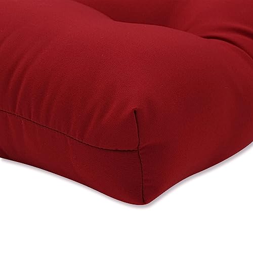 Pillow Perfect Outdoor/Indoor Pompeii Tufted Seat Cushions (Round Back), 19" x 19", Red, 2 Pack by Pillow Perfect - Image 3