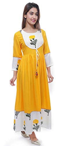 Image of Women's Rayon Anarkali Kurti with Banarasi Dupatta Set