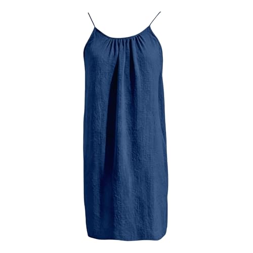 WVONIF Robe Caraco Dos Nu sans Manches pour Femme, Robe à Bretelles Spaghetti, Robe d'été Courte, légère, Robe d'été Fluide à Dos Ouvert pour Les Vacances à la Plage – vue 7