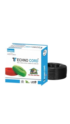 Image of TechnoCord pvc Insulated Wire 90 Meter Copper Wire (BLACK, 1.50 SQ MM)