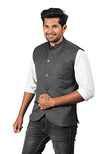 Image of PRAKASAM COTTON Men's Cotton Blend Nehru Jacket(Sleeveless wait coat)
