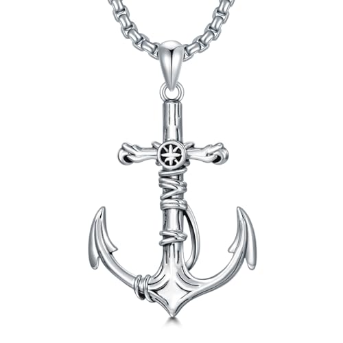 Anchor Necklace for Men 925 Sterling Silver Anchor Pendant Navigation Navigation Jewelry for Men Women