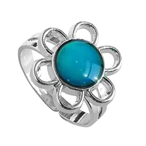COLORFUL BLING Mood Ring Color Changing Noctilucent Open Rings Heart Shape Star Butterfly Moon Charms Adjustable Jewelry Glow in The Dark (H sunflower)