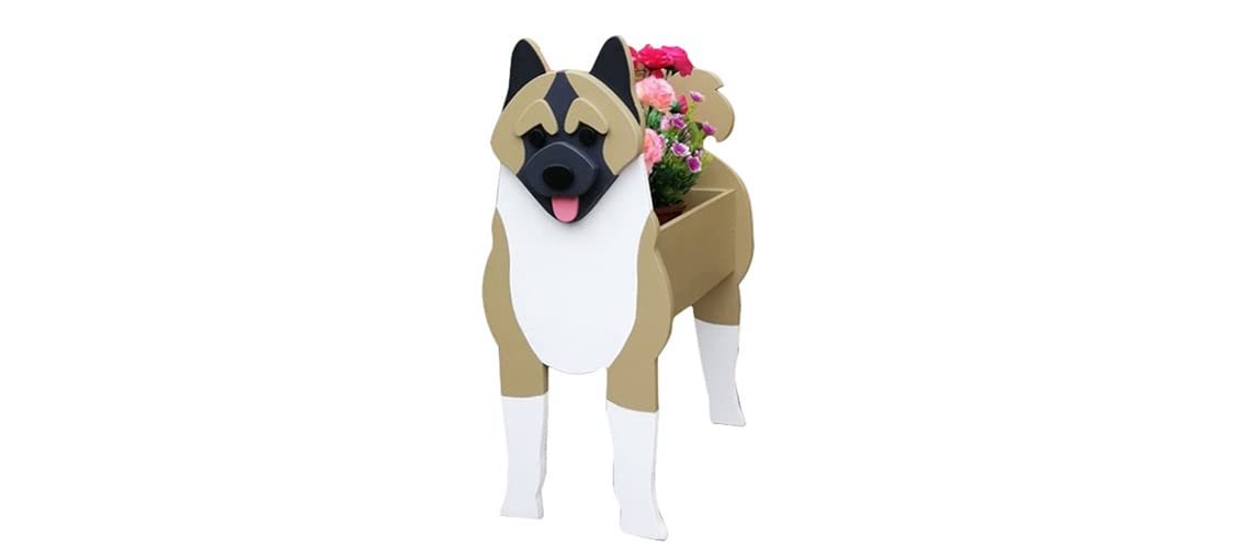 Dog Planter Plant Pots, 3D Animal Shape Cartoon Flower Pot, Cute Dog Flower Pots for Garden Flower Cactus Air Plants, Home Decor,Akita,23 * 16 * 18cm
