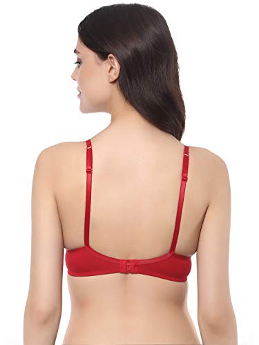 Image of SOIE Women's Solid Semi /Medium Coverage Padded Non-Wired Satin Panelled T-Shirt Bra