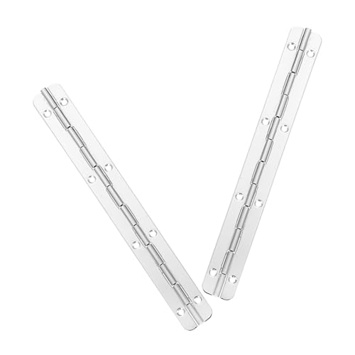 NUOBESTY 2pcs Long Piano Hinges 200x17mm Heavy Duty Steel Cabinet Hinges for Wooden Boxes and Furniture Doors 180 Degree Nickel-Plated for Industrial and Storage Use