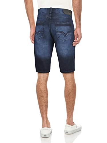 Cultura Azure Slim Jean Shorts For Men, Men's Stretch Casual Denim Shorts Modern Slim Fit, Dark Blue (Heavy Stitch Detail), Size 30 #TOP1