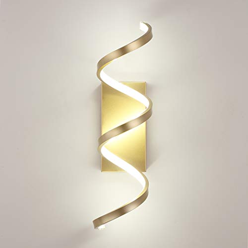 Modern Wall Sconce, Spiral LED 12W, Wall Lamp Warm White, Metal Material Wall Mounted Wall Lights (Gold)