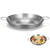 DOITOOL Sartén Cóncava de Acero Inoxidable 38 Cm, Freidora Antiadherente Redonda para Freír Patatas, Sartén de Cocina Resistente a Altas Temperaturas para Uso Doméstico y Profesional