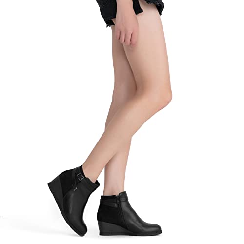 Jeossy Women's 9636 Low Wedge Boots, Comfortable Ankle Wedge Booties with Side Zipper2