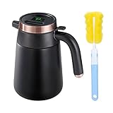  HSTYAIG Café Carafe 1,8L Affichage TempéRature LED Carafe Thermique en Acier Inoxydable, RéTention Chaude 48 Heur Double Paroi INOX Café Pichet Isotherme (Noir)