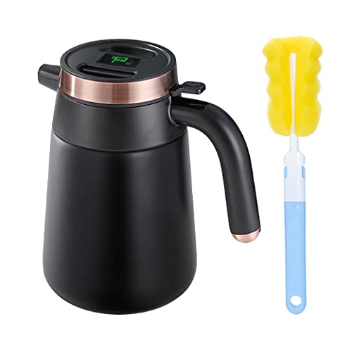 1.6 liter Isolierkanne Thermoskanne, 304 Edelstahl Isolierkanne Kaffeekanne mit LED Temperaturanzeige Thermoskanne, ideal als Kaffeekanne oder Teekanne, Thermokanne mit 48H Wärmespeicherung (Schwarz)