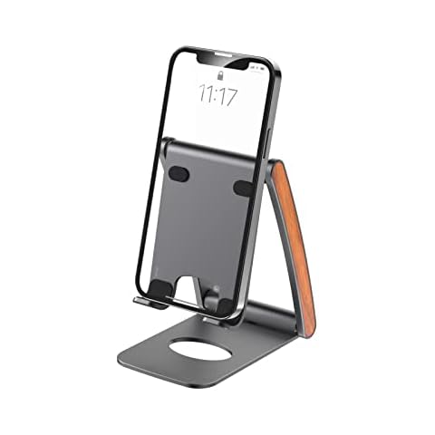 VCY Mobile Phone Stand Holder Desk Phone Dock Aluminum Portable Foldable Mount Video Call with iPhone 13 Pro Max 12 XS XR 8 SE Galaxy S21 Ultra S20 FE S10 S9 A21s A51 Pixel 6 Pro 2022NEW,Grey Cover