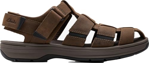 Clarks メンズ Saltway Cove フィッシャーマンサンダル, ダークブラウンレザー, 11.5