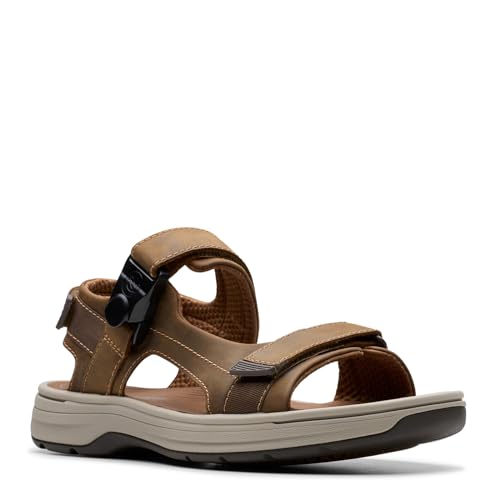 Clarks メンズ Saltway Trail スポーツサンダル, ライトタン レザー, 9.5