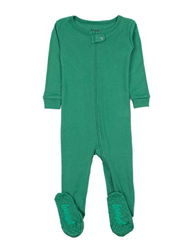 Leveret Kids Boys Girls Footed Cotton Pajama Solid Green Size 5 Year