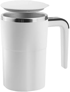 Smart Electric Protein Shaker Bottle, 304 Stainless Steel with Temperature Display, USB Charging, IPX5 Waterproof, One-Click Operation for Coffee, Milk, Supplements, Automatic Mixing Cup (white)
