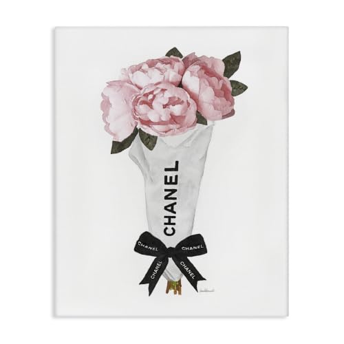 Pink Peonies Glam Fashion Bouquet, 24 x 30 Inch Canvas Wall Art