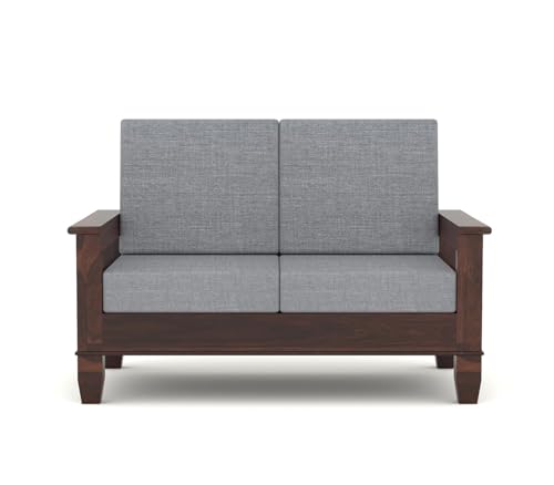 Image of NATRAJ ART & CRAFT Sheesham Wooden 4 Seater Sofa Set for Living Room | Rosewood 2+2 Seater Cushion Sofa Set with Side Newspaper Holder for Home & Office (Walnut)