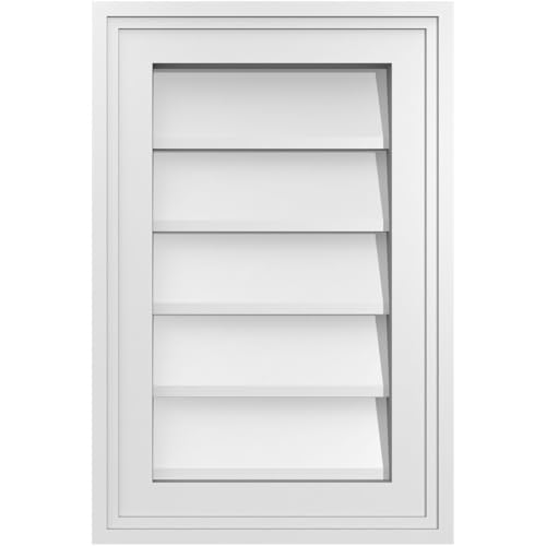12"W x 18"H Rectangle Surface Mount PVC Gable Vent: Non-Functional, w/ 1-1/2" x 2" Brickmould Frame