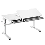 HOKO&reg; Ergo-Study-Table COMPAKT Plus Kinderschreibtisch Wei&szlig;, ELIN, Manuell h&ouml;henverstellbar Kinder- und Jungendschreibtisch mit Neigung Einstellbarer Tischplatte, Gr&ouml;&szlig;e von 120 x 60 cm