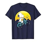 Peanuts - Snoopy Spring en Bicicleta Camiseta, Hombre, Azul Marino, M