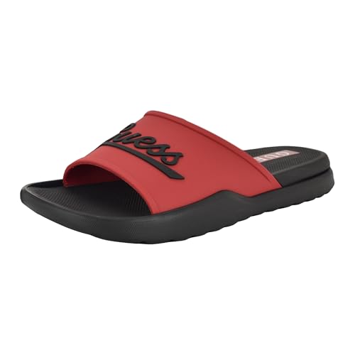 Guess Men's Molar Slide Sandal, Red/Black 610, 10