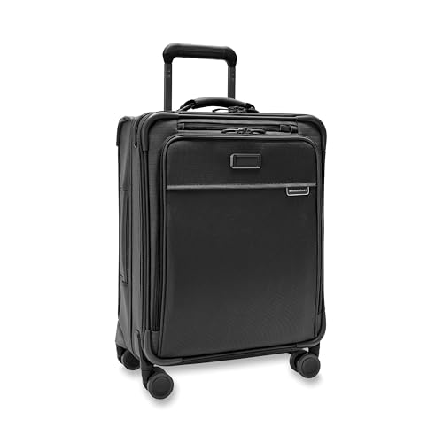 briggs amp riley global 2134 carry on expandable spinner - luggage for international travel suitcases with wheels softside rolling bag for men amp women self-repairing zipper- baseline collection black