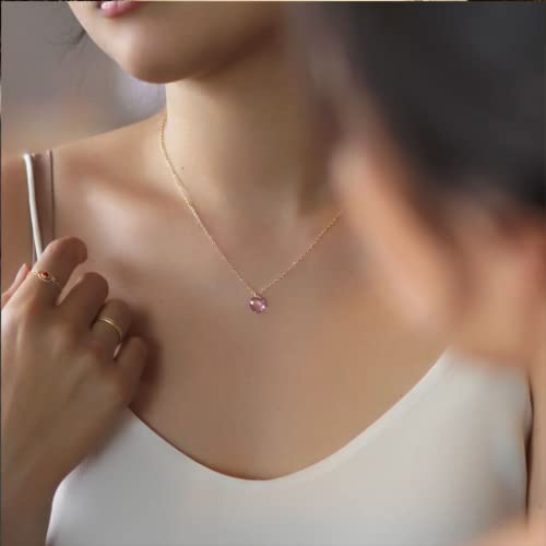 MaeMae June Birthstone Crystal Necklace, Alexandrite Swarovski Crystal Gemstone Jewelry, 14k Gold-Filled Chain 16”-18” - Image 6