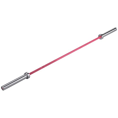 Fitness Tech Barra Olímpica, 2m x 50mm, Rosa, Capacidad 340kg, 4 Rodamientos