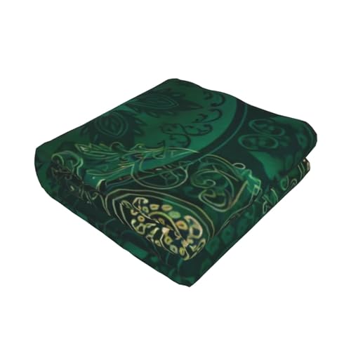 Couverture verte vintage imprimé floral jeté de lit haut de gamme