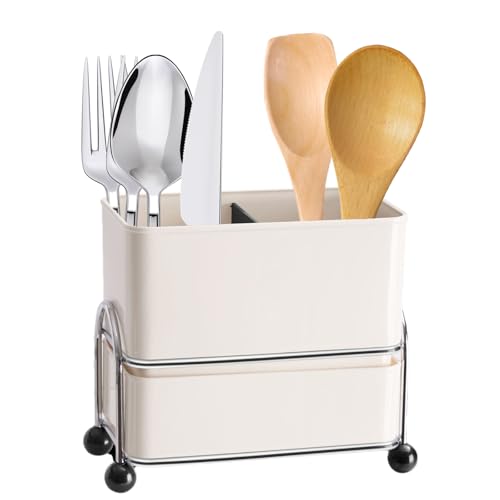 JAWAI Escurridor de Cubiertos Estante para Cubiertos Multifuncional Escurre Cubiertos de Cocina Porta Utensilios de Cocina Con asa de Transporte para Guardar Palillos, Cucharas y Tenedores