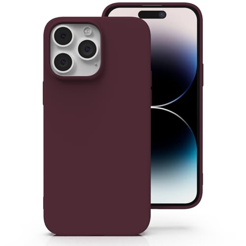 Zuvirelx Silicone Case for iPhone 14 Pro Max Soft Grip Thin Minimalist Shockproof Non-Slip Pocket-Friendly - Burgundy