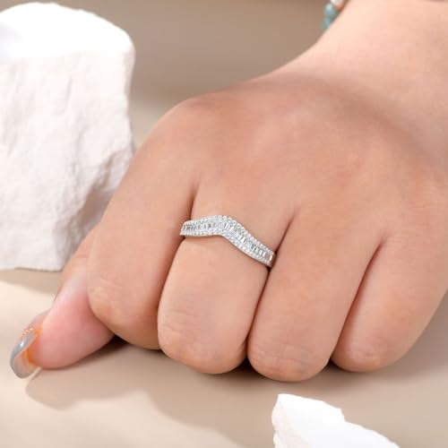 Newshe Jewellery Wedding Bands for Women AAAAA Cz 925 Sterling Silver Eternity Promise Rings for Her Trapezoid Size 5-104