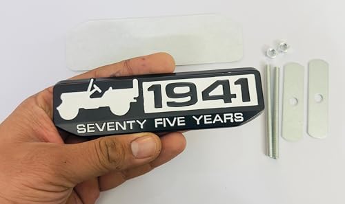 Image of Emblems for Car & Bike Metal Lo.go and Grill Me.tal Lo.go, Auto Accessories for Car Emblem 3D Badge Auto Racing Sport Sticker Grand Tourer Decal. (1941 Black White Grill Sticker)