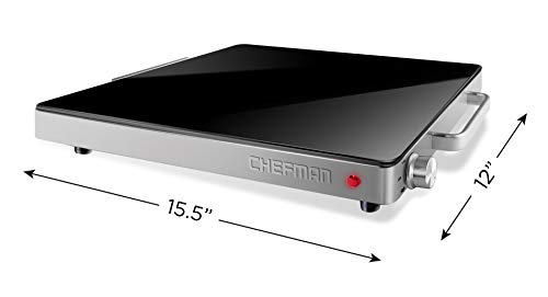 Chefman Compact Glasstop Warming Tray With Adjustable Temperature Control Perfect For Buffets, Restaurants, Parties, Events, Home Dinners And Travel, Mini 15X12 Inch Surface, Keeps Food Hot, Black #TOP4