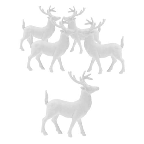 Homoyoyo 5pièces Figurines De Rennes De Noël Plastique Décorations Animaux Miniatures Statues De Cerf Blanc Ornements De Table pour Intérieur Armoire Étagères