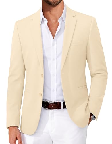 Blazer décontracté pour homme coupe ajustée veste sport kaki clair taille L