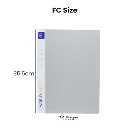 Image of Worldone FC (Foolscap Size) Display Book File Folder | 60 Top Loading Clear Pockets | 1 mm Virgin PP | Display File for Presentations, Documents, Reports & Menus | Grey | Pack of 1