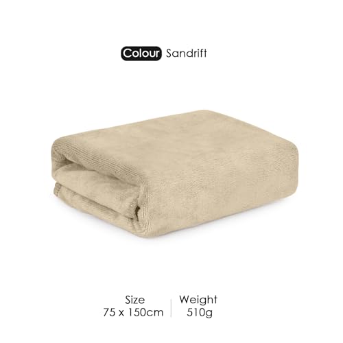 Image of HOUSSE Premium Microfiber Bath Towel - Extra Large 75x150cm Quick Dry Towels for Women Men & Kids | Super Soft Plush 550 GSM | Ultra Absorbent for Home Swimming Sports & Travel (Sandrift)
