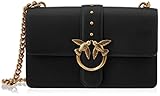 pinko borsa frange pinko Pinko Love Classic Icon Simply 16 C, Borsa Donna, Z99Q_Nero-Antique Gold, U
