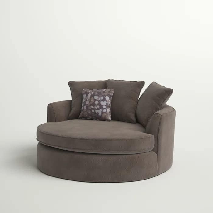 Image of Moder Barrel Chair Accent | with Pillows Round Oversize Arm Cozy Club for Bedroom, Living Room, Lounge, Hotel & Office (Brown)